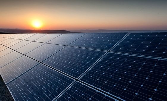 Solar panels sunset