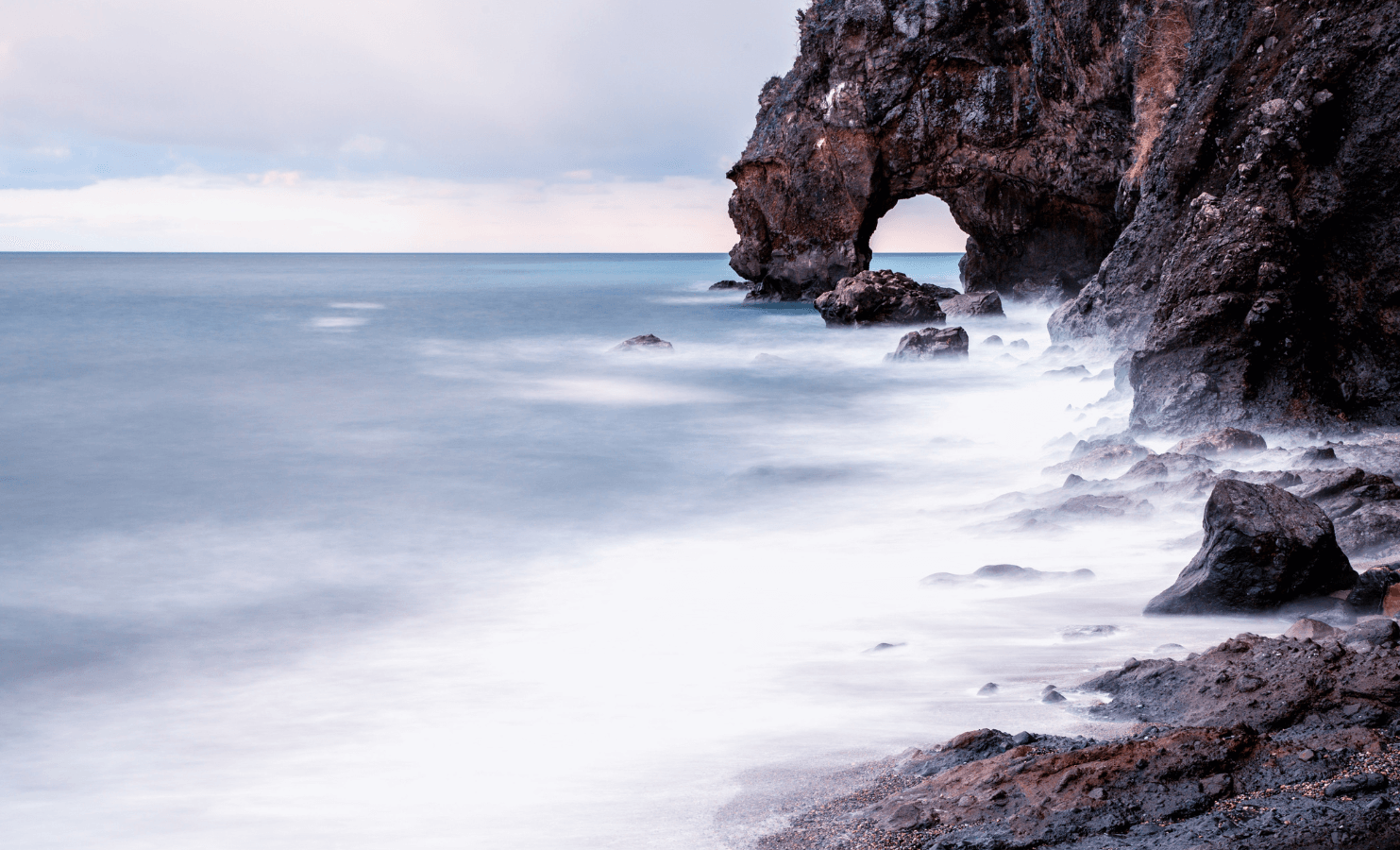 Waves crashing onto rocks